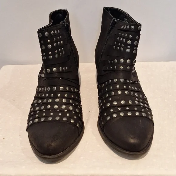 White Mountain Desire Black Ankle Boots with Silver Studs - Picture 3 of 11